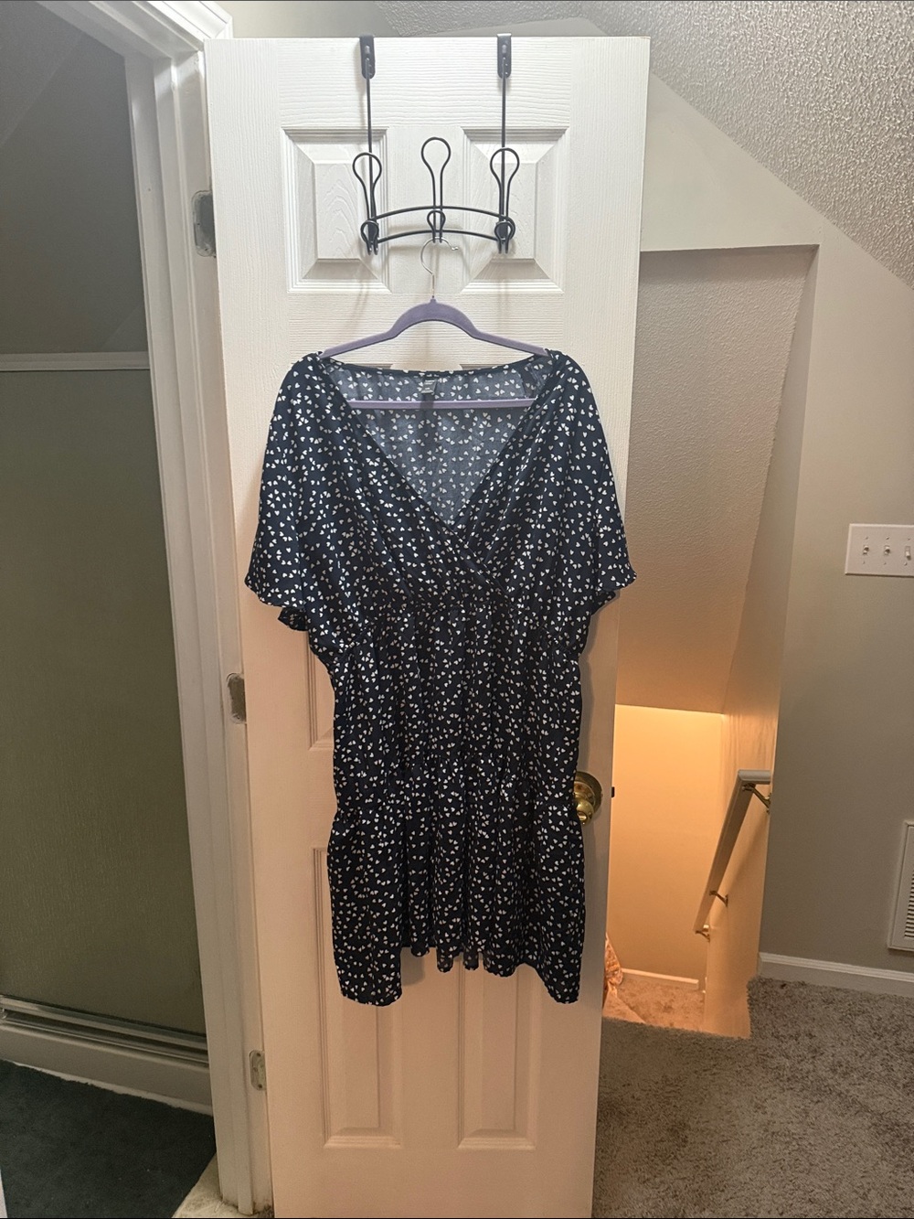 SHEIN Black & White Floral V-Neck Mini Dress